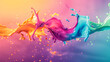 Dynamic paint splash in sunset colors, a fluid dance in mid-air.