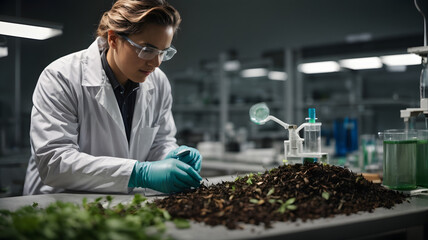 Wall Mural - Scientist researching on soil fertility