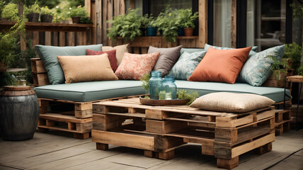 Wall Mural - Wooden furniture in the garden