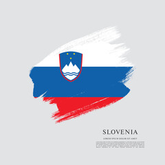 Wall Mural - Flag of Slovenia, brush stroke background