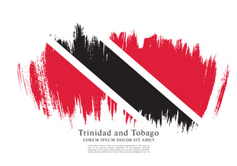 Wall Mural - Flag of Trinidad and Tobago, brush stroke background