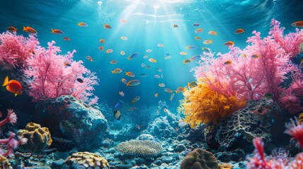 Wall Mural - Lively coral reef ecosystem, underwater world