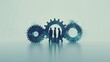 © 2D_Jungle - minimalist background of Business people joining gears