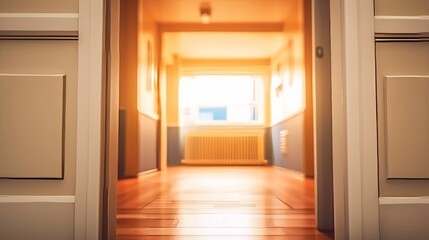 Aufkleber - Abstract blur image of Window  Door and corridor with boken for background usage and differents rooms blur images  AI generated illustration