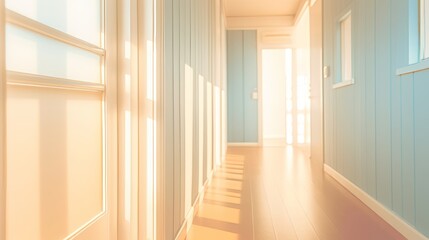 Aufkleber - Abstract blur image of Window  Door and corridor with boken for background usage and differents rooms blur images AI generated illustration