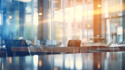 Aufkleber - Abstract blurry office interior Background with the effect of unfocused bokeh or background for business  AI generated illustration
