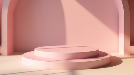 Aufkleber - Abstract designer podium with soft shadows for cosmetic display AI generated illustration