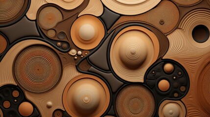 Poster - Abstract Circular Patterns in Earth Tones  AI generated illustration