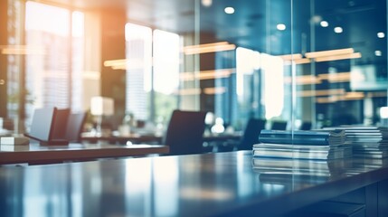 Aufkleber - Abstract blurry office interior Background with the effect of unfocused bokeh or background for business  AI generated illustration
