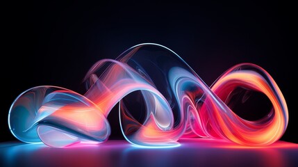 Leinwandbilder - Abstract forms illuminated by neon lights  AI generated illustration