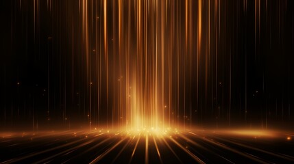 Leinwandbilder - Abstract glowing gold vertical lighting lines on dark background with lighting effect and sparkle with copy space for text Luxury design style  AI generated illustration