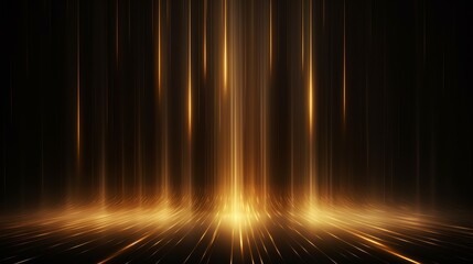 Leinwandbilder - Abstract glowing gold vertical lighting lines on dark background with lighting effect and sparkle with copy space for text Luxury design style  AI generated illustration