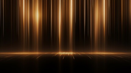Leinwandbilder - Abstract glowing gold vertical lighting lines on dark background with lighting effect and sparkle with copy space for text Luxury design style  AI generated illustration