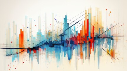 Aufkleber - Abstract interpretations of financial graphs and charts  AI generated illustration