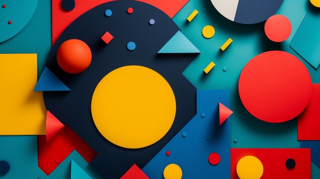 Abstract flat lay design using minimal shapes and vivid colors  AI generated illustration