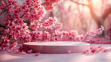 Fototapeta  - 桜の背景の台座
