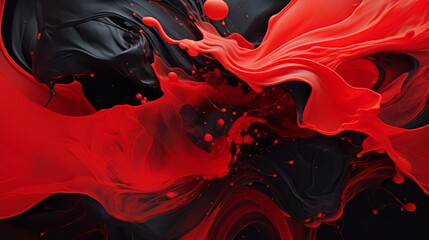 Aufkleber - Abstract Red and Black Liquid Motion AI generated illustration