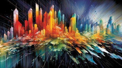 Leinwandbilder - Abstract representations of market fluctuations AI generated illustration