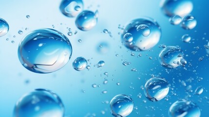 Poster - air bubbles in water macro background  blue background abstract bubbles in water  AI generated illustration