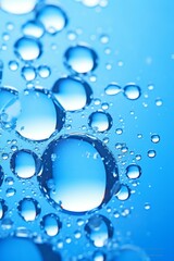 Leinwandbilder - air bubbles in water macro background  blue background abstract bubbles in water AI generated illustration