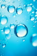 Poster - air bubbles in water macro background  blue background abstract bubbles in water  AI generated illustration