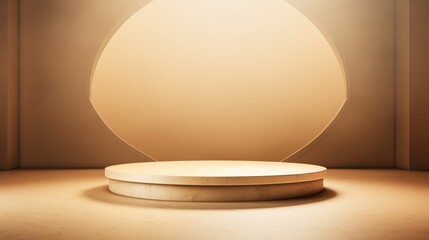 Fototapete - An abstract minimalist background showcasing an empty premium podium under soft lighting  AI generated illustration