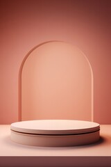 Aufkleber - An abstract minimalist background showcasing an empty premium podium under soft lighting AI generated illustration