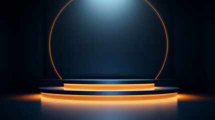 Poster - An abstract minimalist background showcasing an empty premium podium under soft lighting  AI generated illustration