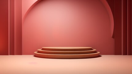 Aufkleber - An abstract minimalist background showcasing an empty premium podium under soft lighting  AI generated illustration