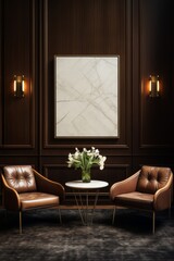 Wall Mural - An elegant interior setting designed for interviews featuring two sophisticated chairs AI generated illustration