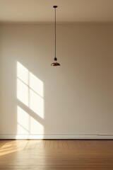 Wall Mural - An isolated light fixture in an empty minimalistic room  AI generated illustration