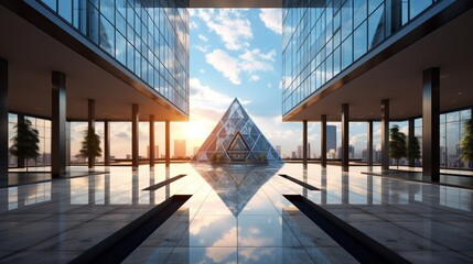 Poster - Architectural symbolism in corporate headquarters  AI generated illustration