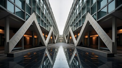 Poster - Architectural symmetry in corporate buildings  AI generated illustration