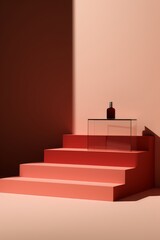 Poster - Artistic minimalistic podium setup with shadow for beauty product showcase  AI generated illustration