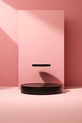 Fototapete - Artistic minimalistic podium setup with shadow for beauty product showcase AI generated illustration