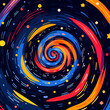 Hand drawn cartoon beautiful abstract artistic spiral night sky illustration
