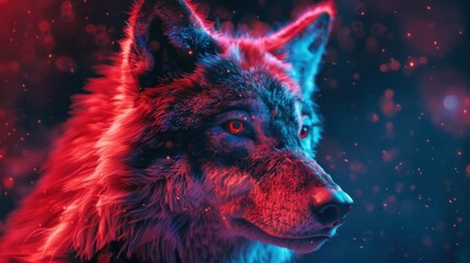 Cool, Epic, Artistic, Beautiful, and Unique Illustration of Wolf Animal Cinematic Adventure: Abstract 3D Wallpaper Background with Majestic Wildlife and Futuristic Design (generative AI)