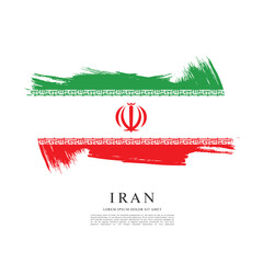 Wall Mural - Flag of Iran, brush stroke background