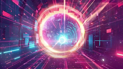 abstract background with a portal in virtual reality. seamless looping overlay 4k virtual video animation background