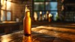 bottle beer sitting table lot deep seamless wooden texture shows large distant background stiff necked rusty round cropped listing