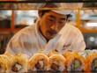 The serene focus of a sushi chef a portrait of dedication to the craft