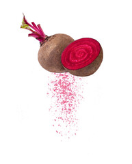 Sticker - Beetroot (beet root)  powder on white background