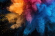 colored powder scattered on a black background