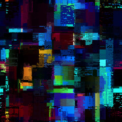 Aufkleber - Creative glitch texture. Seamless vector pattern. Grunge glitch dark colours background