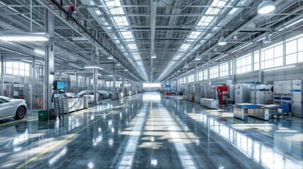 Poster - Interior of a modern car factory. Industrial background.