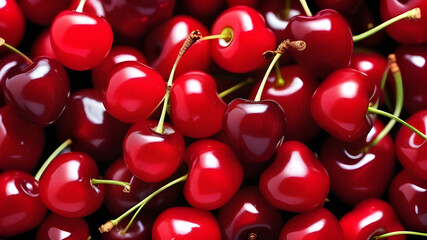 Wall Mural - Raw Red Organic Cherries Ready to Eat