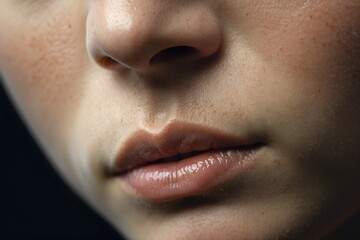 Close-up photo of a young woman's nose and mouth