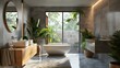 Sophisticated Luxury Bathroom with Nature-Inspired Design and Calming Ambiance