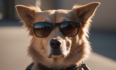 Canvas Print - A canine donning shades and gazing directly at the camera , detailed