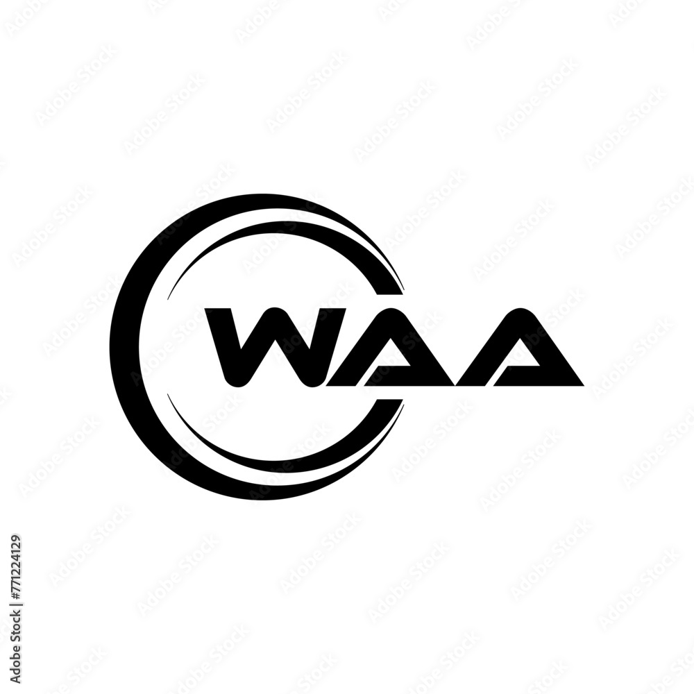 WAA letter logo design with white background in illustrator, cube logo ...